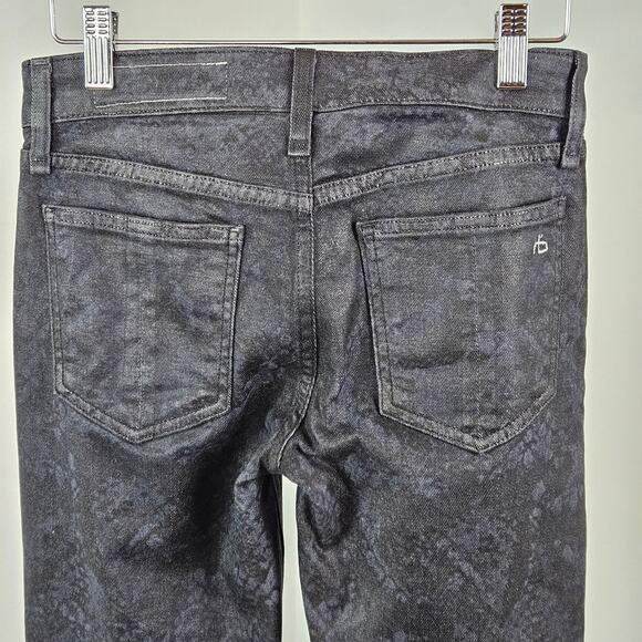 Rag and Bone Women's Black Mid-Rise Snake Print Wax Denim Jeans | 23 - Picture 10 of 16